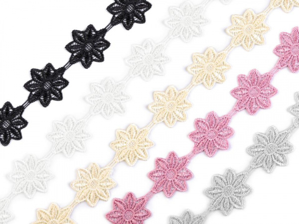 Vzdušná krajka / vsadka šíře 42 mm květy