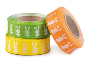 Stuha s drátem šíře 25 mm zajíc