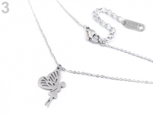 Náhrdelník víla, křídlo z nerezové oceli