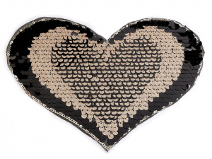 Nažehlovačka srdce s oboustrannými flitry - velká