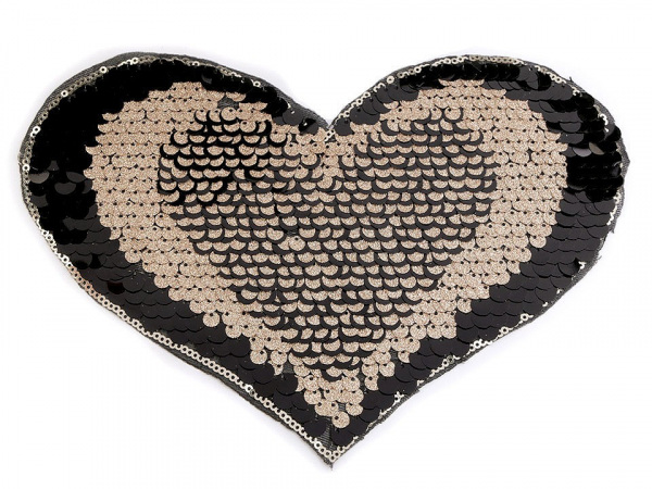 Nažehlovačka srdce s oboustrannými flitry - velká