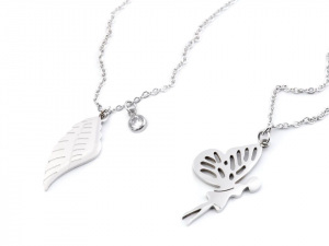 Náhrdelník víla, křídlo z nerezové oceli