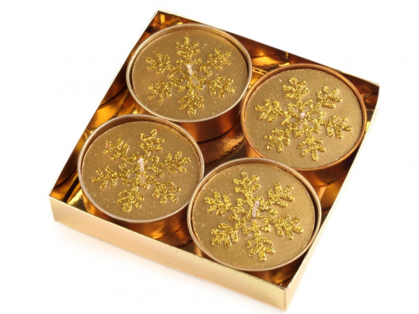 Čajové svíčky vánoční velké Ø6 cm vločka