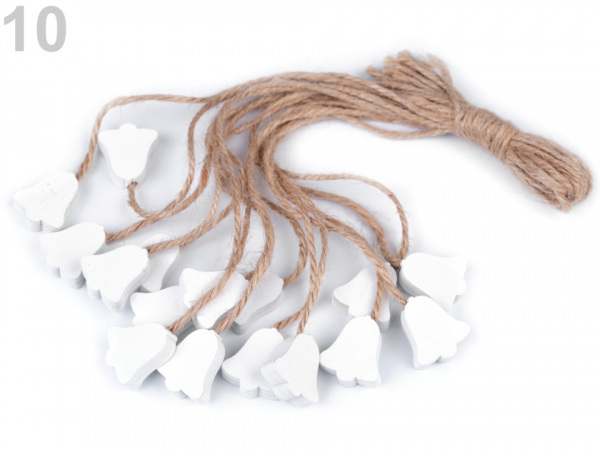 Dřevěná vločka, stromeček, hvězda, zvoneček s provázkem