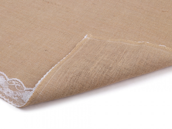 Jutový ubrus s krajkou 70x70 cm