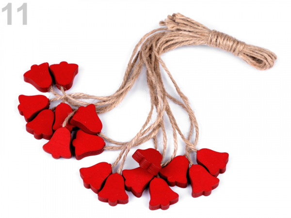 Dřevěná vločka, stromeček, hvězda, zvoneček s provázkem