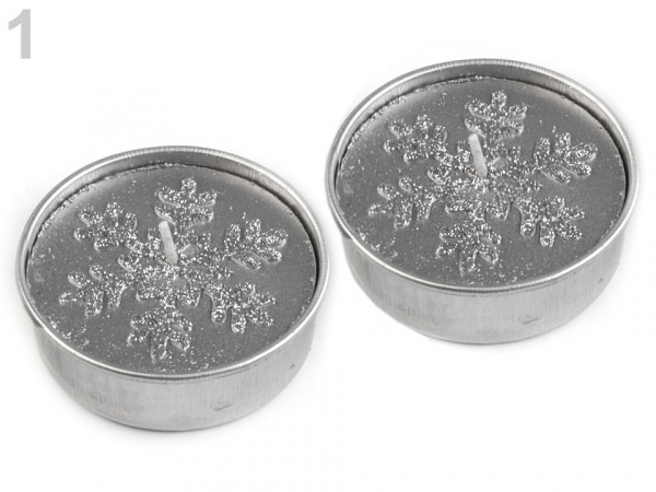 Čajové svíčky vánoční velké Ø6 cm vločka