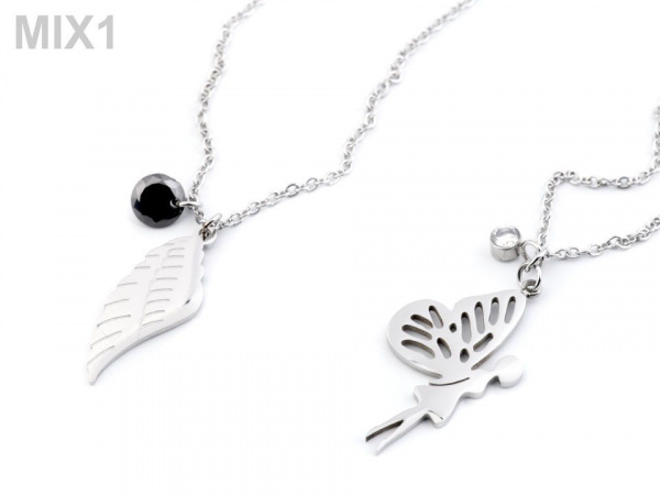 Náhrdelník víla, křídlo z nerezové oceli