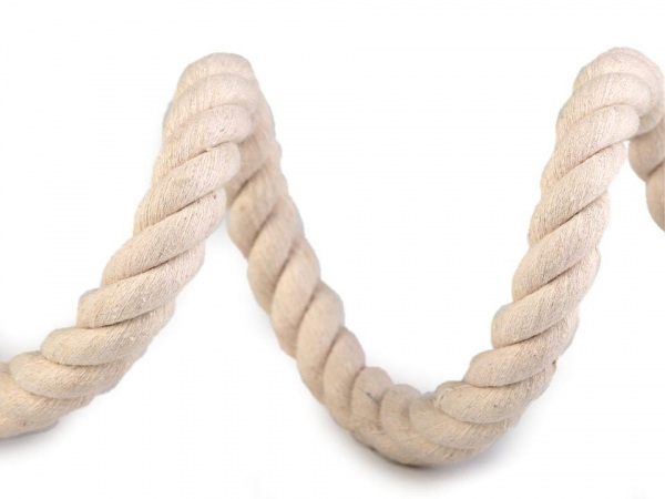 Bavlněná šňůra kroucená Ø14 mm tuhá, macrame