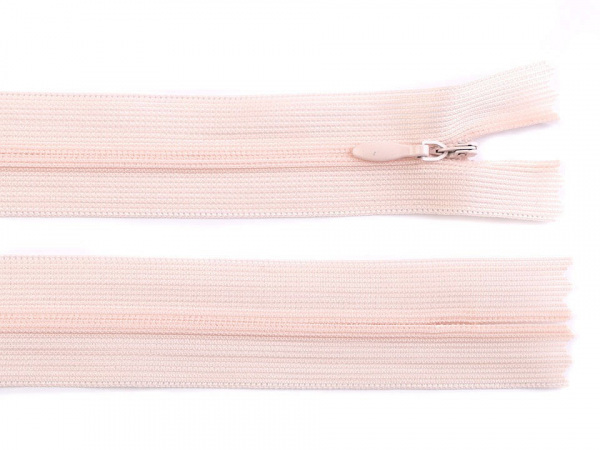 Spirálový zip skrytý šíře 3 mm délka 55 cm dederon