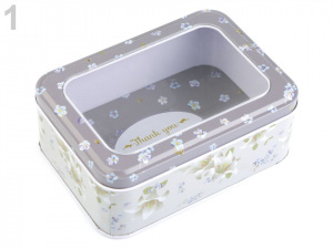 Plechová krabička s průhledem střední