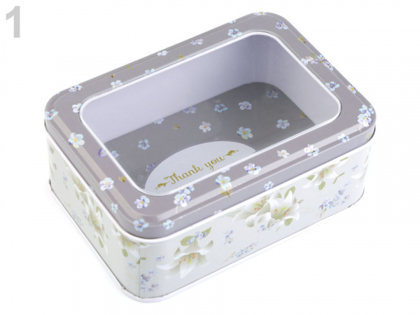 Plechová krabička s průhledem střední