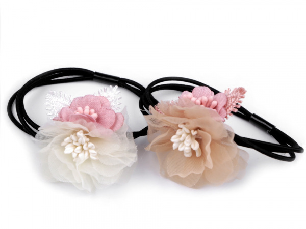 Gumička do vlasů s květy