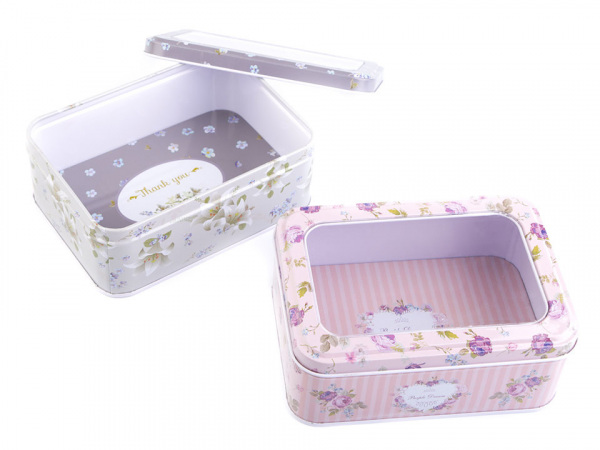 Plechová krabička s průhledem střední