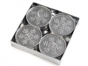 Čajové svíčky vánoční velké Ø6 cm vločka