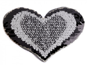 Nažehlovačka srdce s oboustrannými flitry - velká