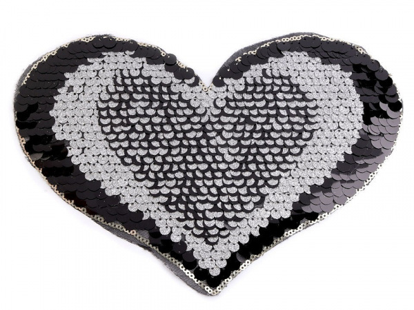 Nažehlovačka srdce s oboustrannými flitry - velká