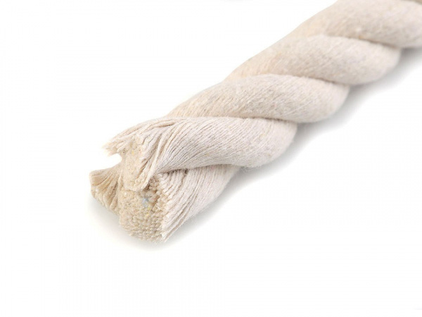 Bavlněná šňůra kroucená Ø14 mm tuhá, macrame