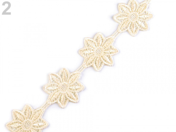 Vzdušná krajka / vsadka šíře 42 mm květy