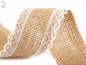 Jutová stuha s krajkou šíře 50 mm