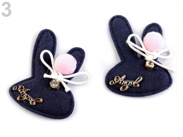 Textilní aplikace / nášivka zajíc s kamínkem