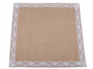 Jutový ubrus s krajkou 70x70 cm