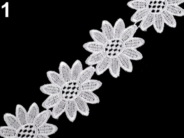 Vzdušná krajka / vsadka šíře 50 mm květy