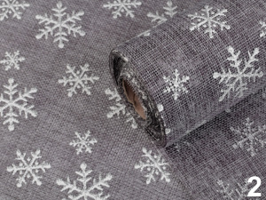 Imitace juty šíře 48 cm vločky s glitry