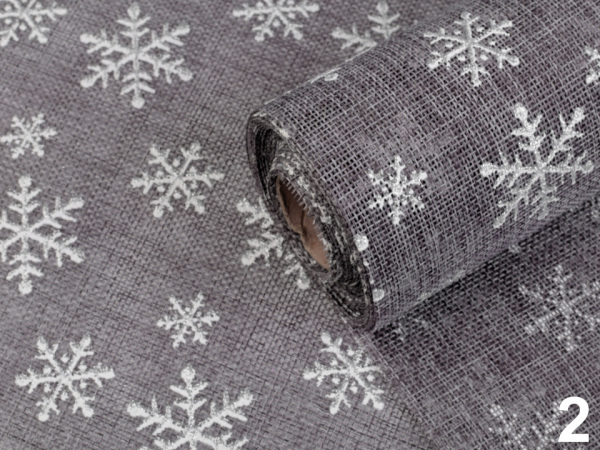 Imitace juty šíře 48 cm vločky s glitry