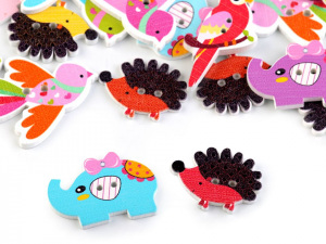 Dřevěný dekorační knoflík zvířátka