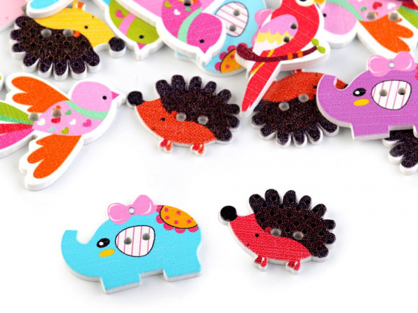 Dřevěný dekorační knoflík zvířátka