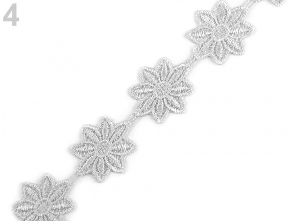 Vzdušná krajka / vsadka šíře 42 mm květy