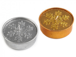 Čajové svíčky vánoční velké Ø6 cm vločka