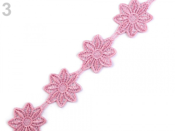 Vzdušná krajka / vsadka šíře 42 mm květy