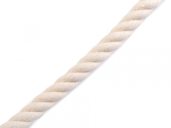 Bavlněná šňůra kroucená  Ø10 mm tuhá, macrame