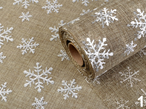 Imitace juty šíře 48 cm vločky s glitry