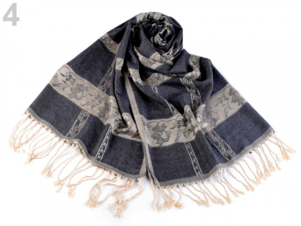 Šála typu pashmina s třásněmi 70x180 cm
