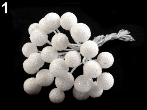 Vánoční dekorační kuličky s glitry a drátkem Ø12 mm