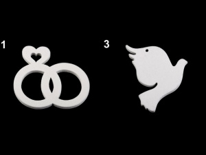 Dřevěné svatební srdce, prstýnky, hrdlička