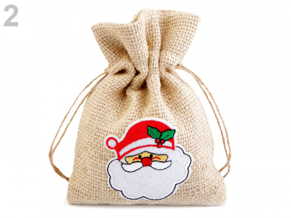 Jutový pytlík vánoční 12x16,5 cm