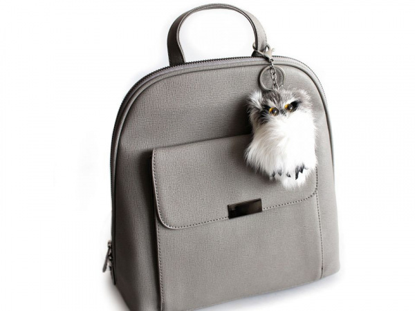 Kožešinový přívěsek na kabelku / klíče sova