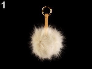 Kožešinová bambule na kabelku s karabinou