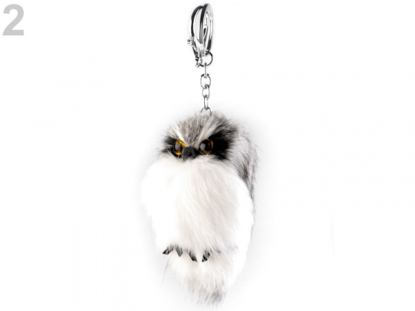 Kožešinový přívěsek na kabelku / klíče sova