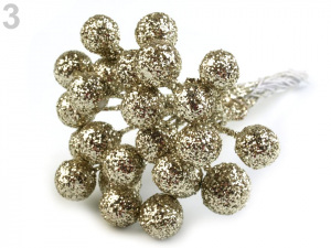 Vánoční dekorační kuličky s glitry a drátkem Ø12 mm