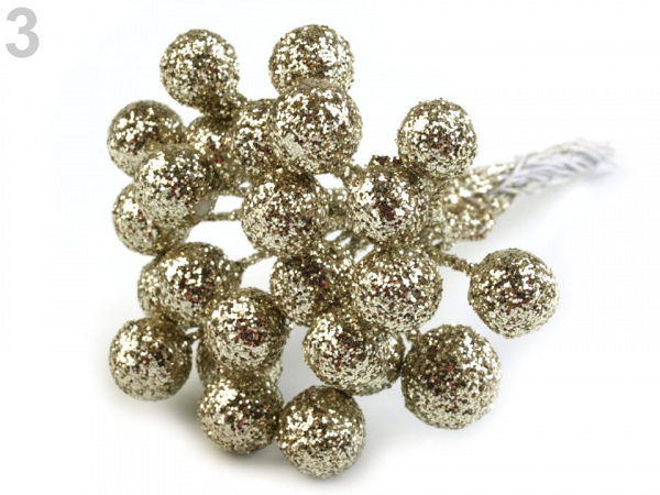 Vánoční dekorační kuličky s glitry a drátkem Ø12 mm
