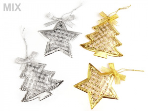 Kovová dekorace vánoční stromeček, hvězda