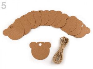 Visačka / jmenovka s jutovým provázkem srdce, kolečko