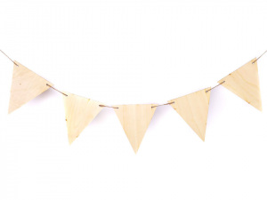 Závěsná dekorace dřevěné vlajky k domalování 5 ks