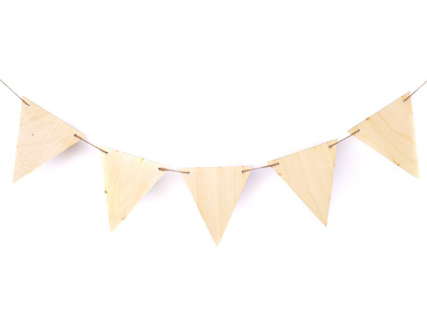 Závěsná dekorace dřevěné vlajky k domalování 5 ks