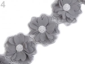 Prýmek květy s perlami šíře 58 mm